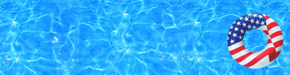 American flag pool float in blue pool water